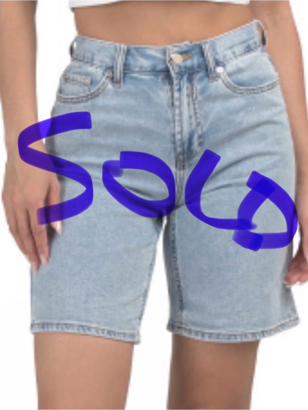 Oat New York High-Rise Light Blue Denim Bermuda Shorts